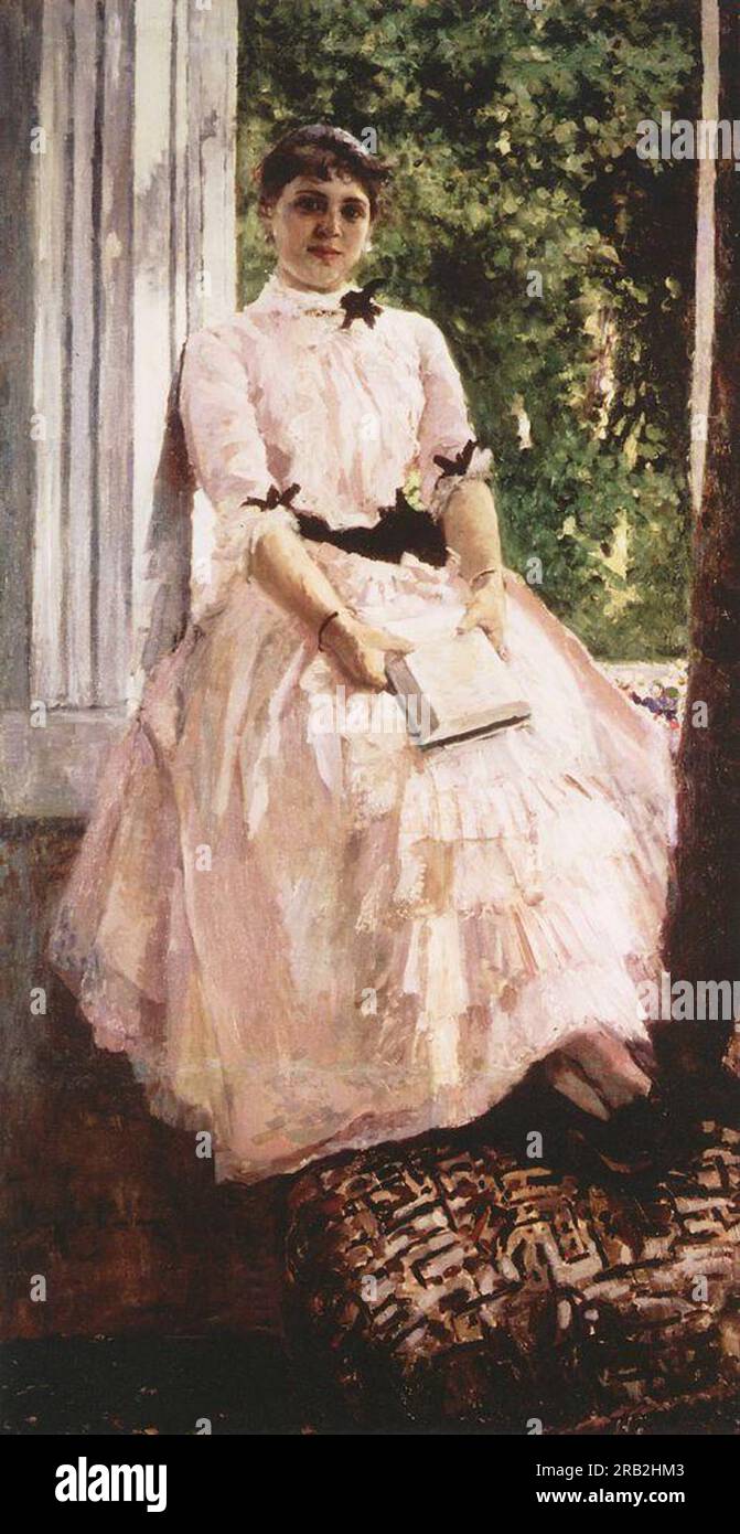 Ritratto dell'artista Tatiana Spiridonovna Lyubatovich 1880 di Konstantin Korovin Foto Stock