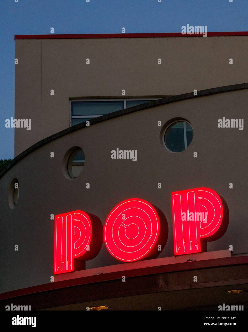 Cartello al neon pop, Glen Echo Park, Maryland Foto Stock
