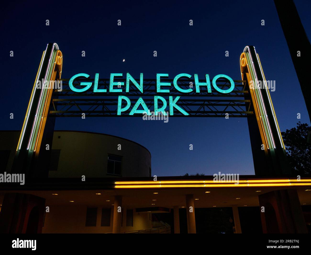 Cartello Glen Echo Park all'ingresso, Glen Echo Park, Maryland, USA Foto Stock