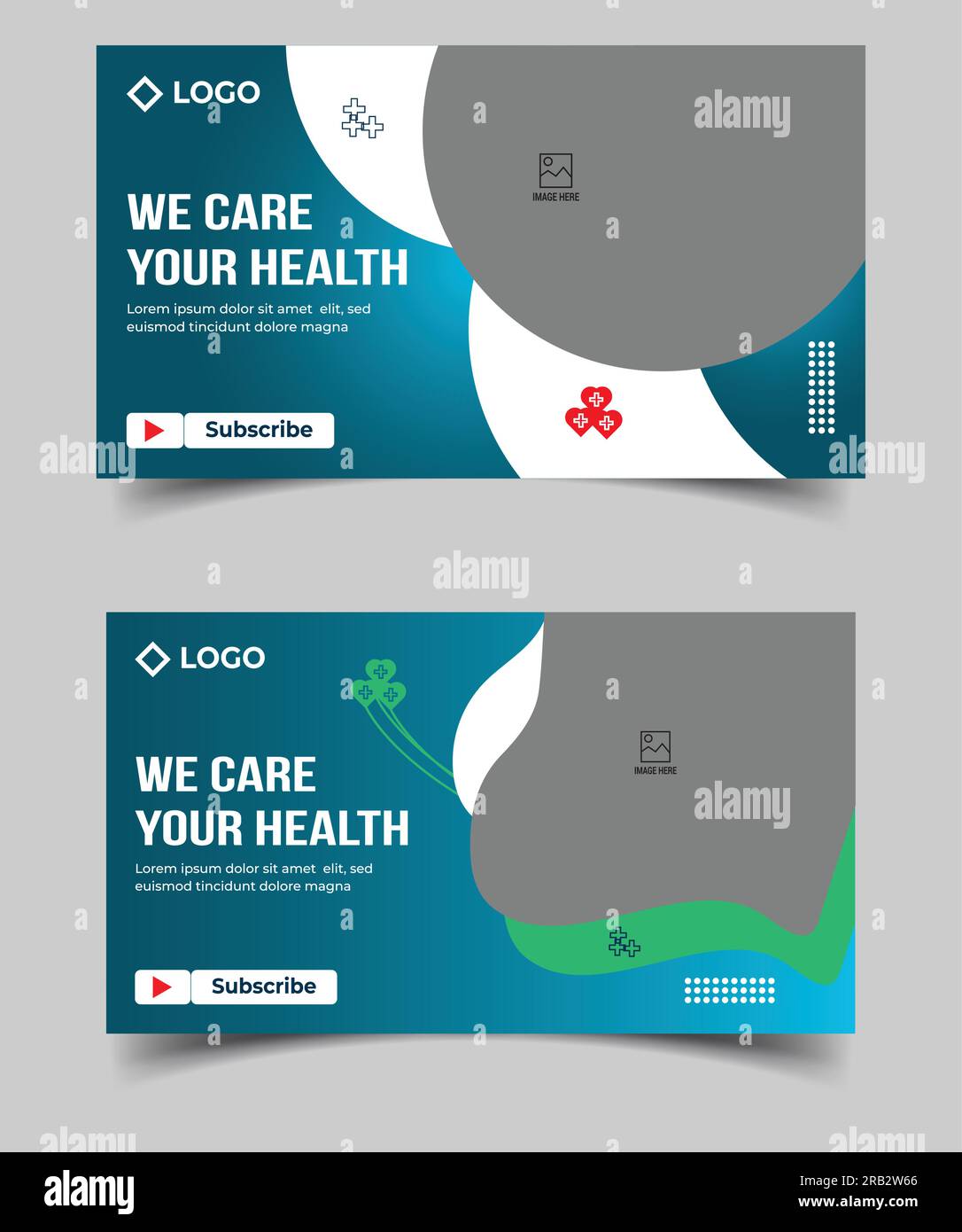 I servizi di assistenza sanitaria medica modificabili forniscono o la giornata mondiale della salute miniatura di youtube e modello di banner Web Illustrazione Vettoriale