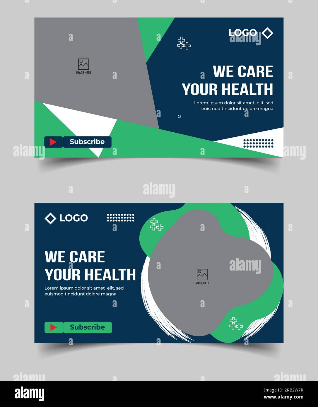 I servizi di assistenza sanitaria medica modificabili forniscono o la giornata mondiale della salute miniatura di youtube e modello di banner Web Illustrazione Vettoriale