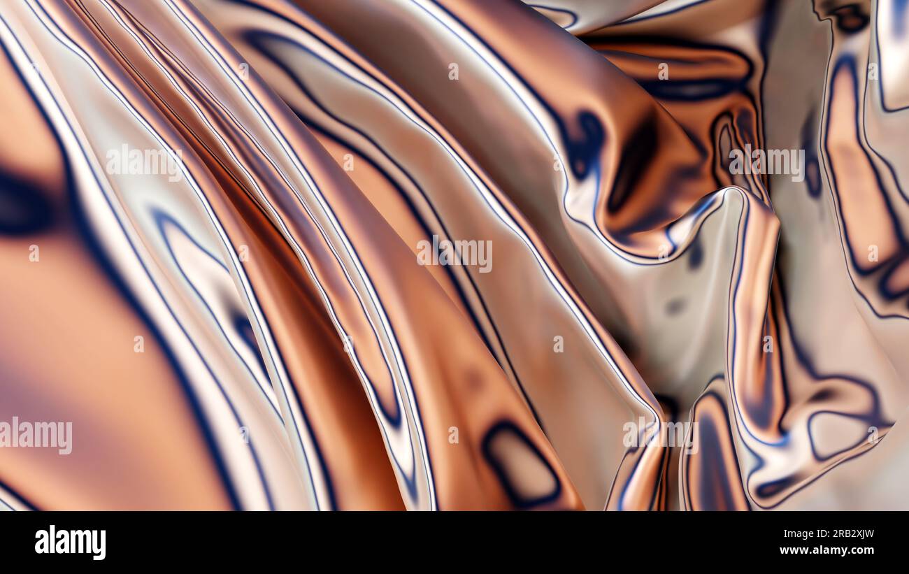 Rendering 3d, sfondo iridescente olografico Abstract slik Foto Stock
