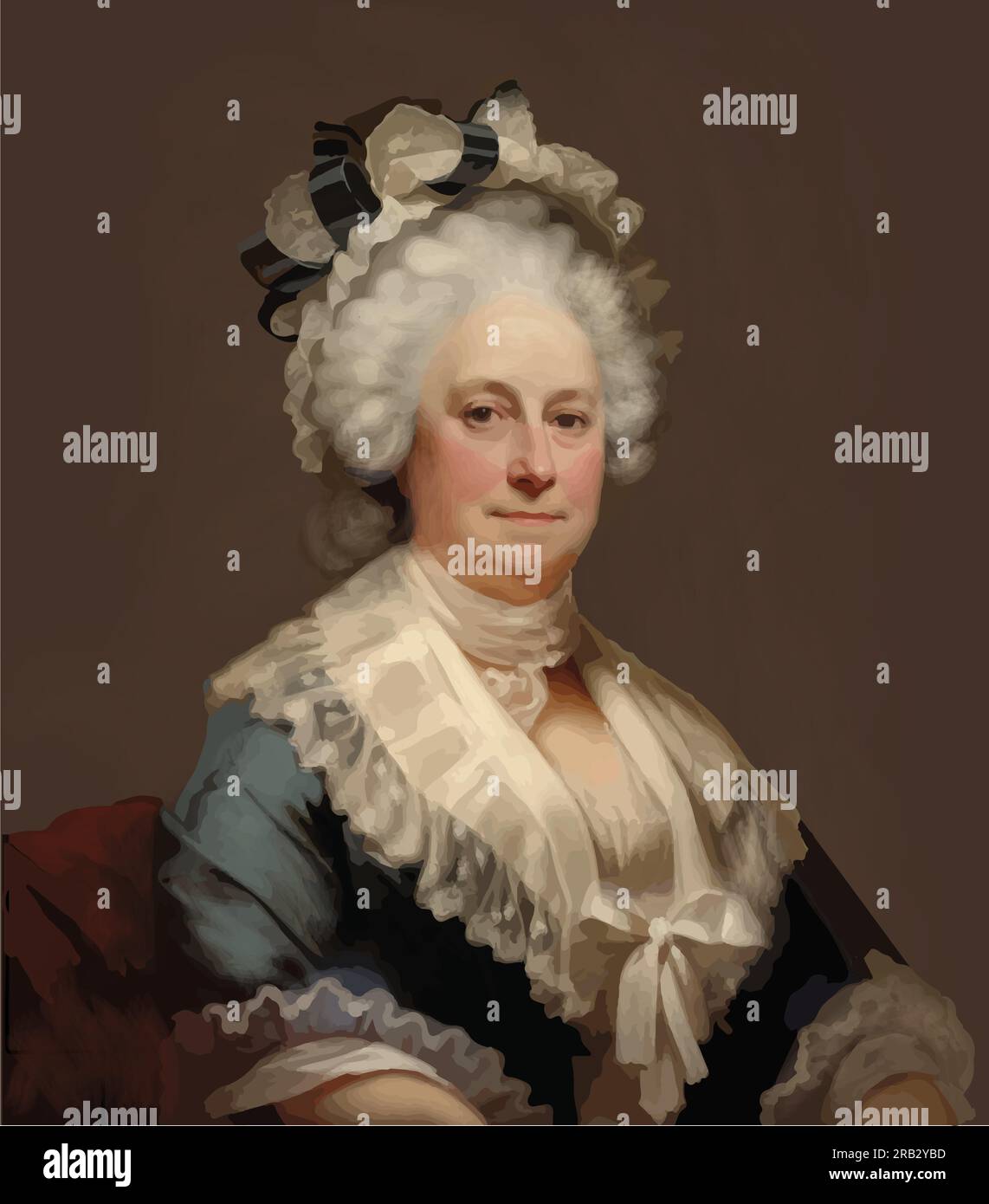 Vector of Martha Washington (1731-1802), moglie del primo presidente degli Stati Uniti George Washington. Illustrazione Vettoriale