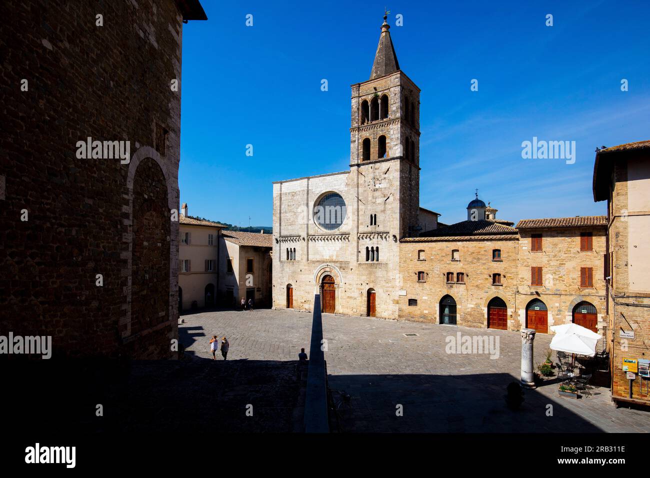 Piazza Silvestri, Bevagna, Perugia, Umbria, Italia Foto Stock