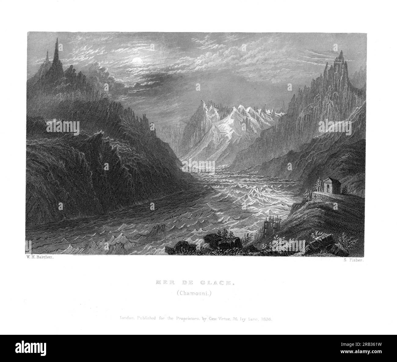 Mer de Glace di Samuel Fisher in onore di William Henry Bartlett (1809–1854) pubblicato da George Virtue, 1836 Foto Stock