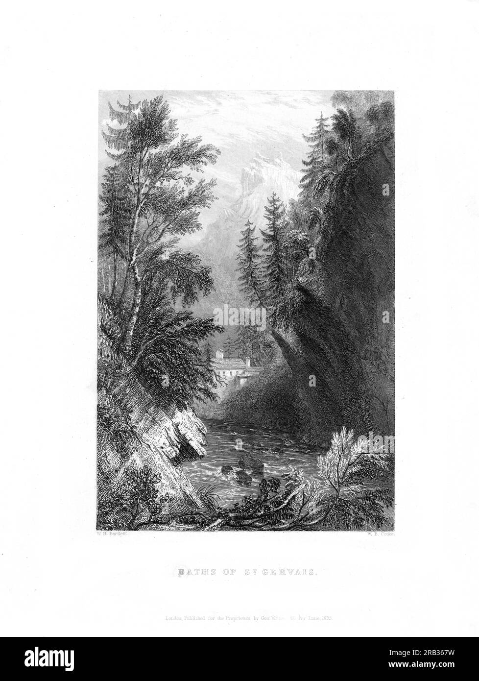 Incisione dei bagni di St Cervais di William Bernard Cooke (1778-1855) dopo William Henry Bartlett (1809-1854) pubblicato da George Virtue, 1836 Foto Stock