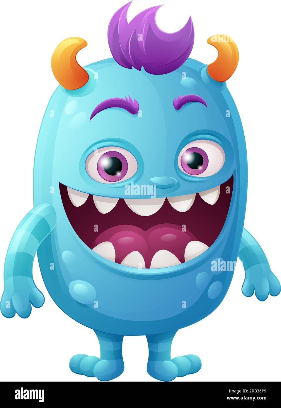 Mostro alieno carino cartone animato divertente personaggio Mascot Illustrazione Vettoriale
