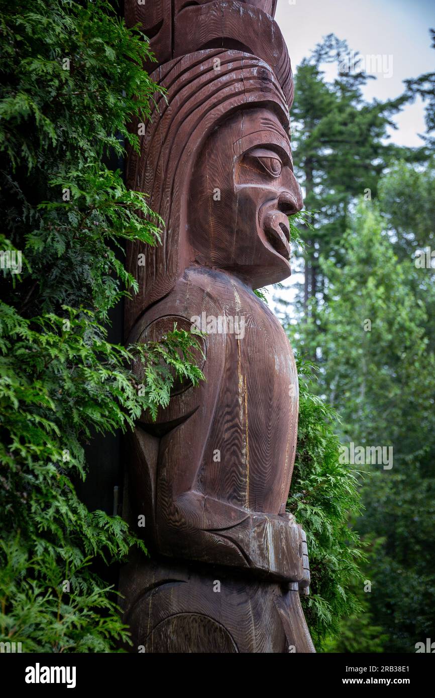I polacchi First Nations Totem a Stanley Park, la collezione di totem a Brockton Point sono l'attrazione più visitata di Vancouver Foto Stock