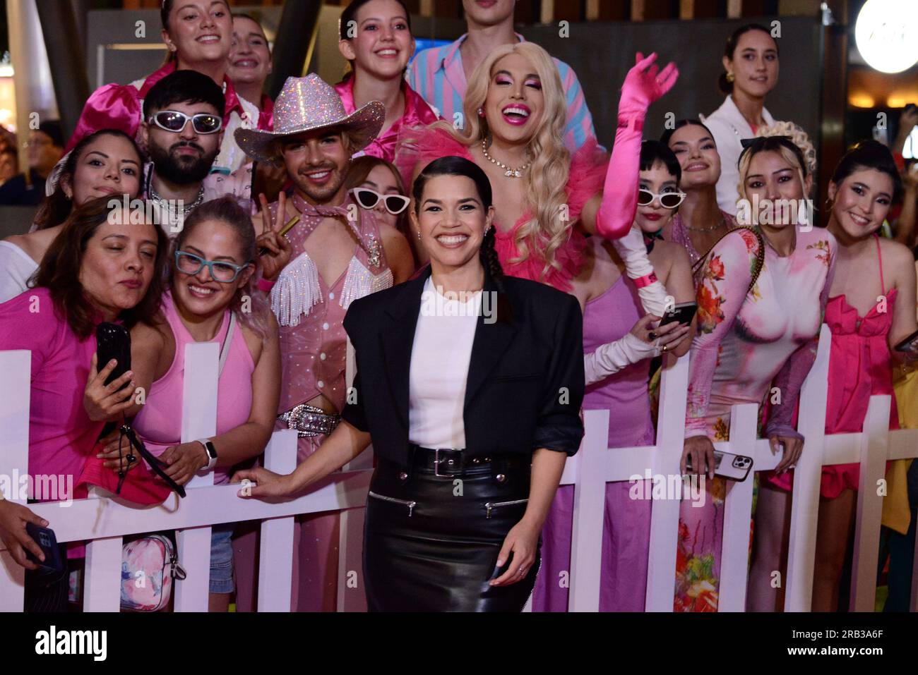 Città del Messico, Messico. 6 luglio 2023. 6 luglio 2023, città del Messico, Messico: L'attrice America Ferrera partecipa al tappeto rosa di Barbie al Toreo Parque Central. Il 6 luglio 2023 a città del Messico, Messico. (Foto di Carlos Tischler/ Credit: Eyepix Group/Alamy Live News Foto Stock