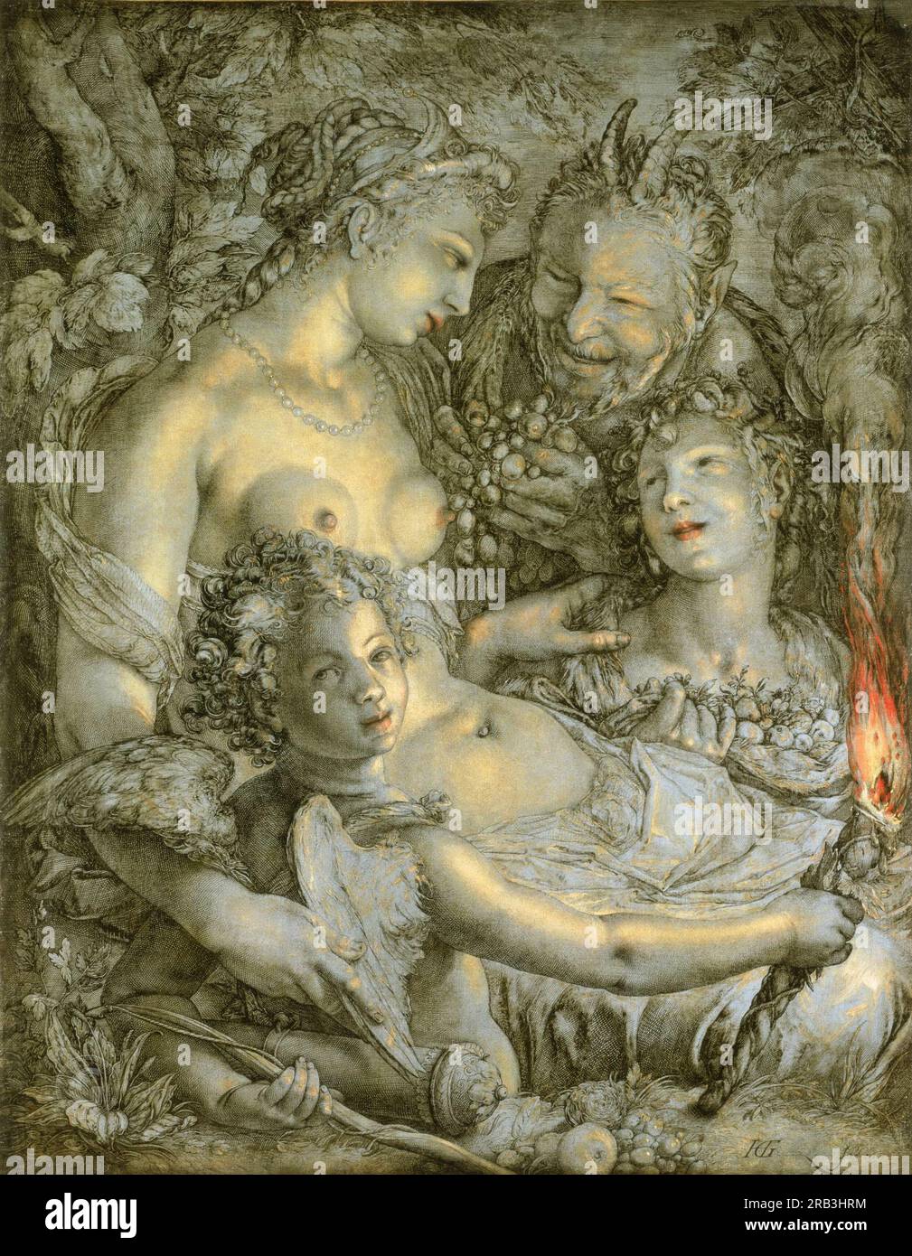 Hendrick Goltzius, Dutch (Haarlem attivo), 1558-1617 -- Sine Cerere et libero friget Venus (senza Cerere e Bacco, Venere sarebbe congelato) 1600-03 Foto Stock