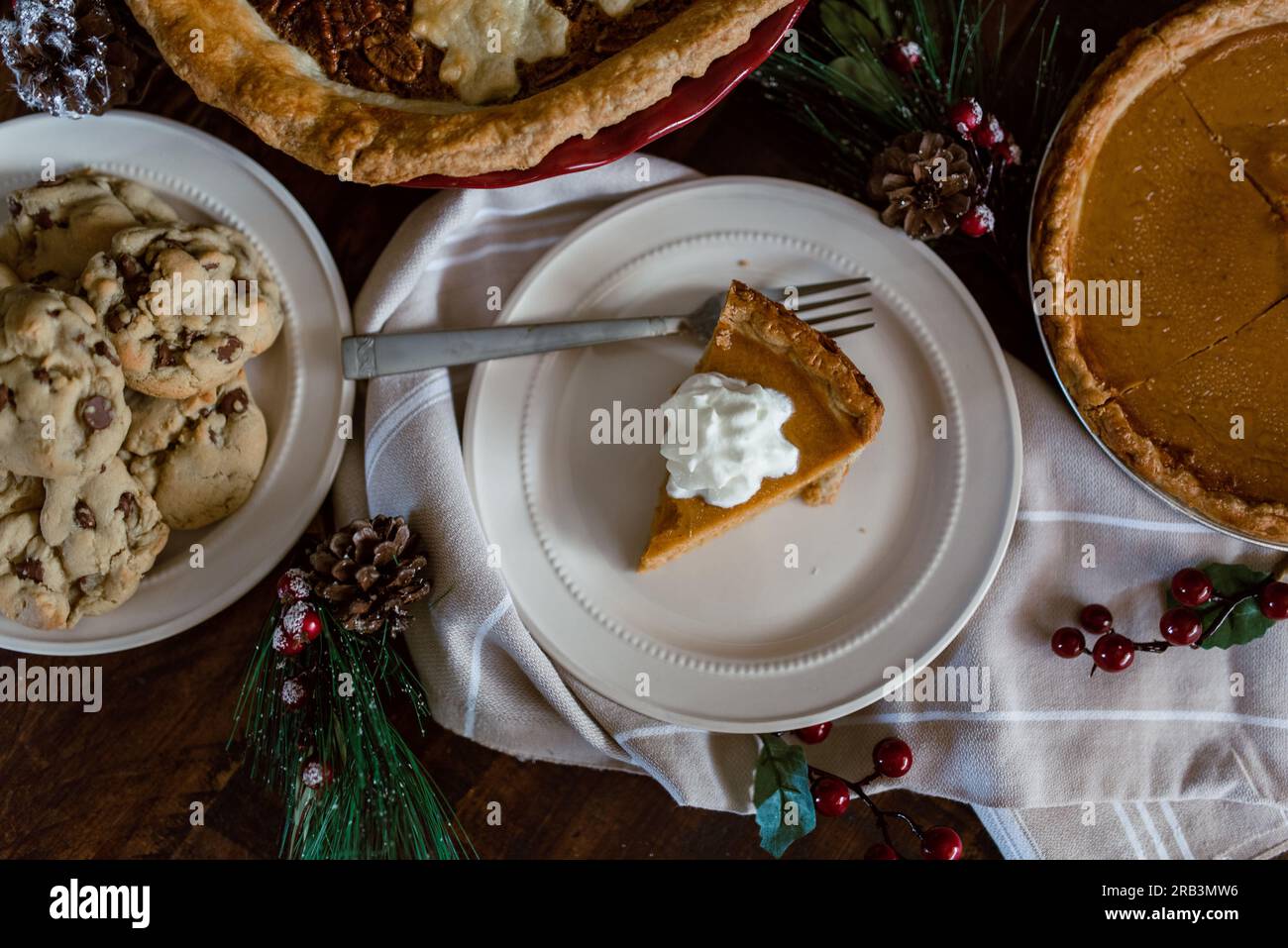 Tavolo da dessert per il giorno del Ringraziamento Foto Stock