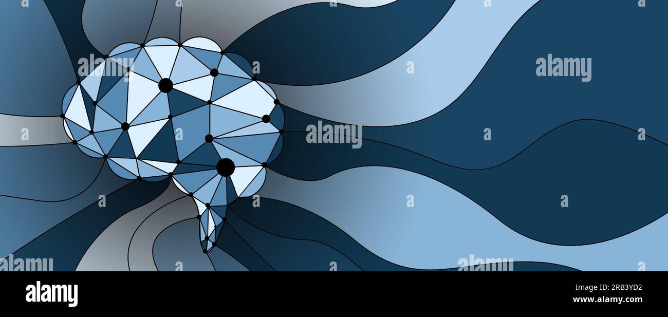 Intelligenza artificiale astratta. Cloud computing. Apprendimento automatico. Tecnologia web background. Concetto virtuale sfondo futuristico Illustrazione Vettoriale