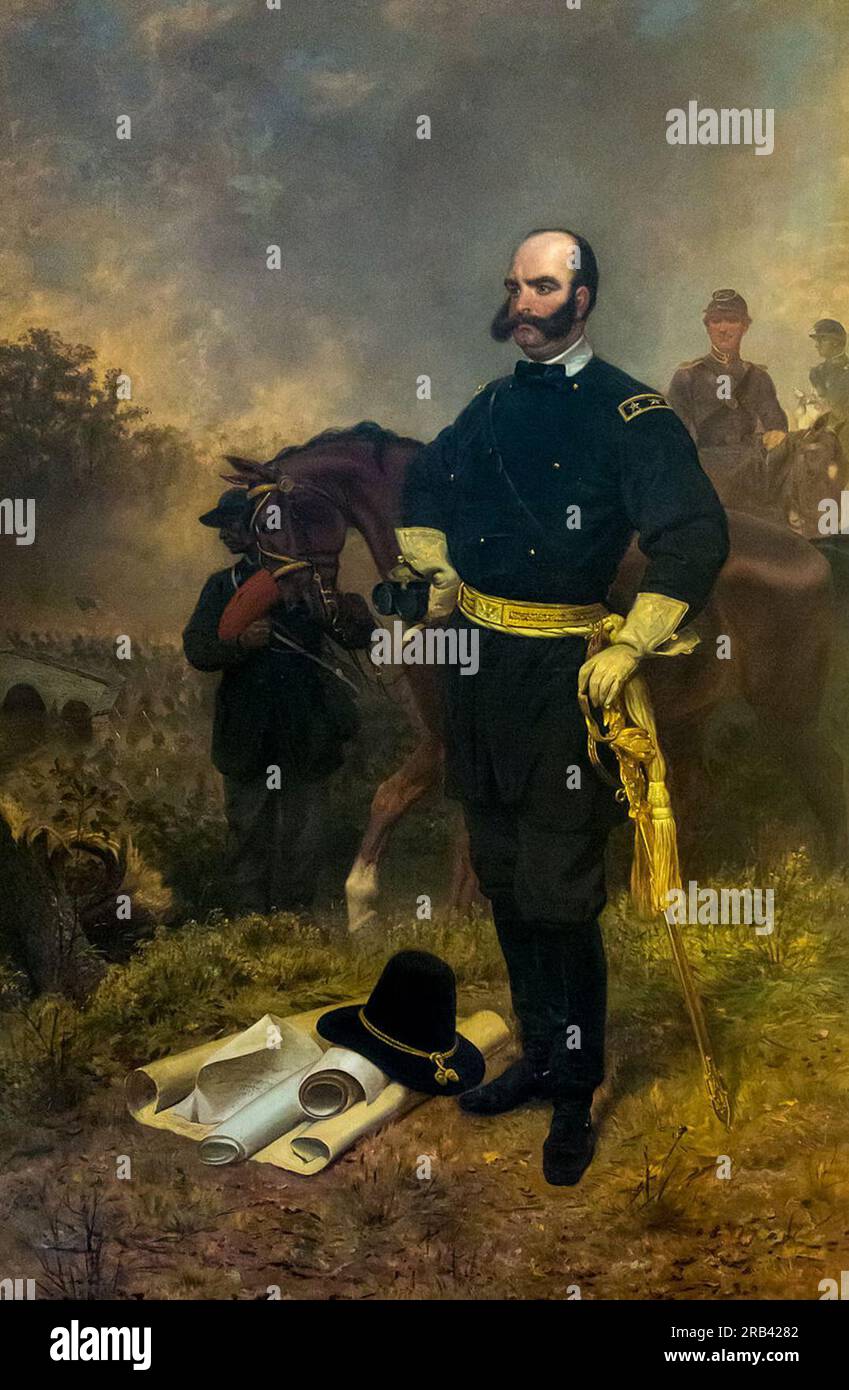 Il generale Ambrose Burnside ad Antietam 1863 di Emanuel Leutze Foto Stock