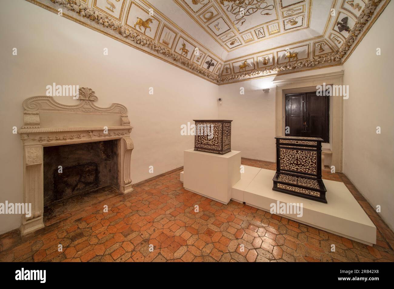 Guest Apartments, King of Engrand Room, Galleria Nazionale delle Marche, Palazzo Ducale, Urbino, Marche, Italia Foto Stock