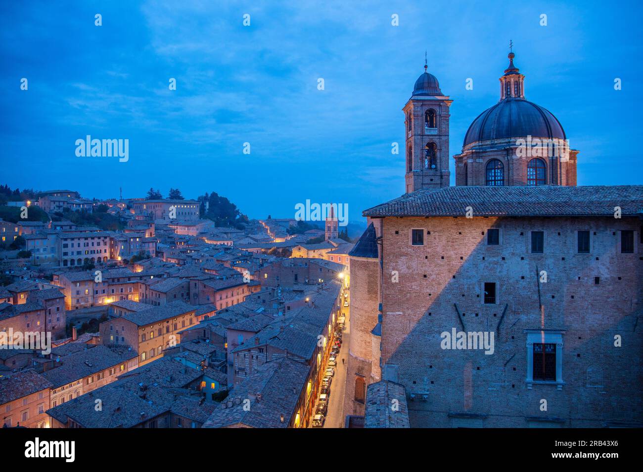 Vista panoramica da Palazzo Ducale, Urbino, Marche, Italia Foto Stock