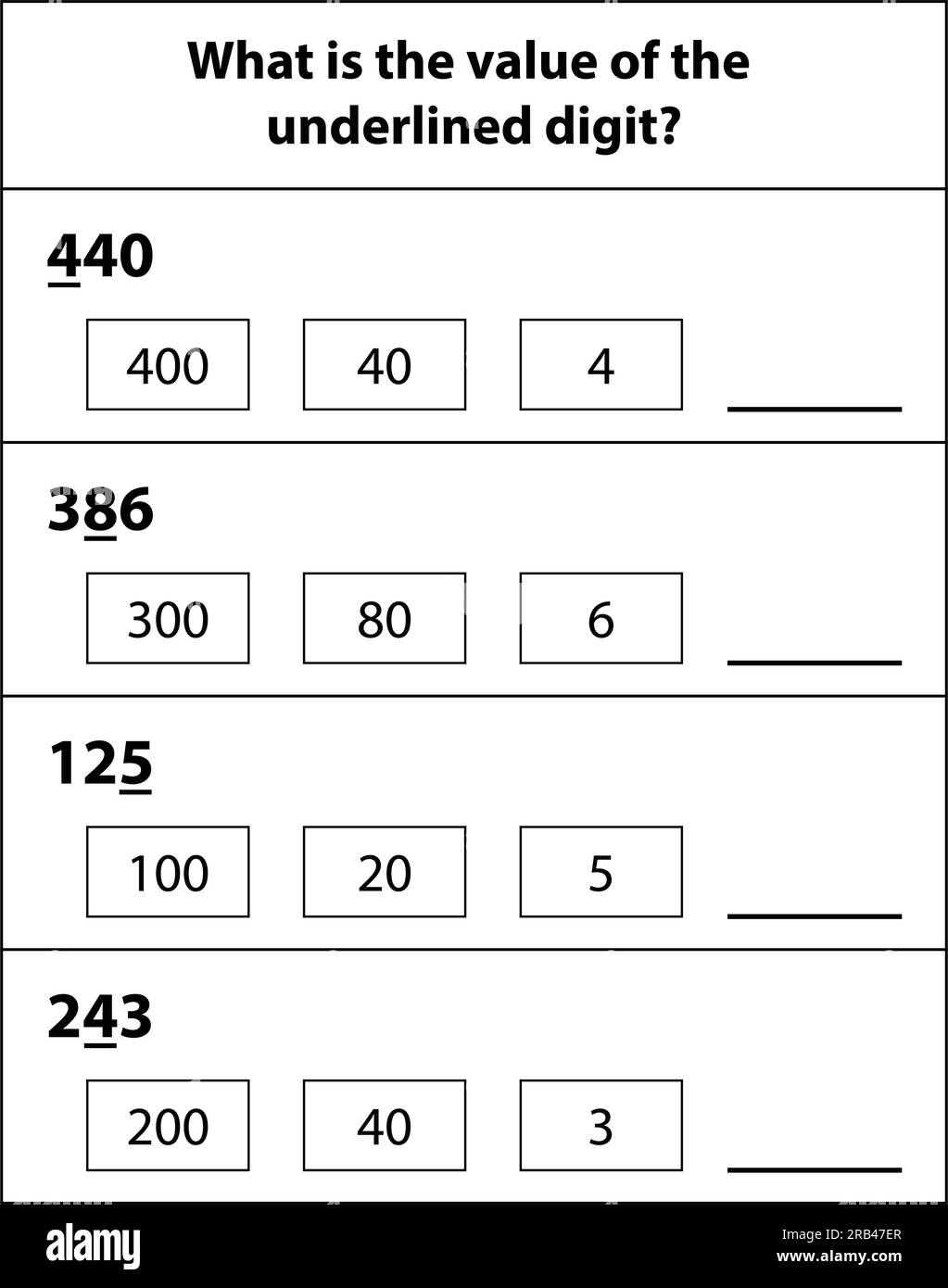 Digitare il foglio di lavoro numero mancante. numeri mancanti. Compilare la casella. Matematica su sfondo bianco. Illustrazione grafica vettoriale. apprendimento di base dei bambini. Illustrazione Vettoriale