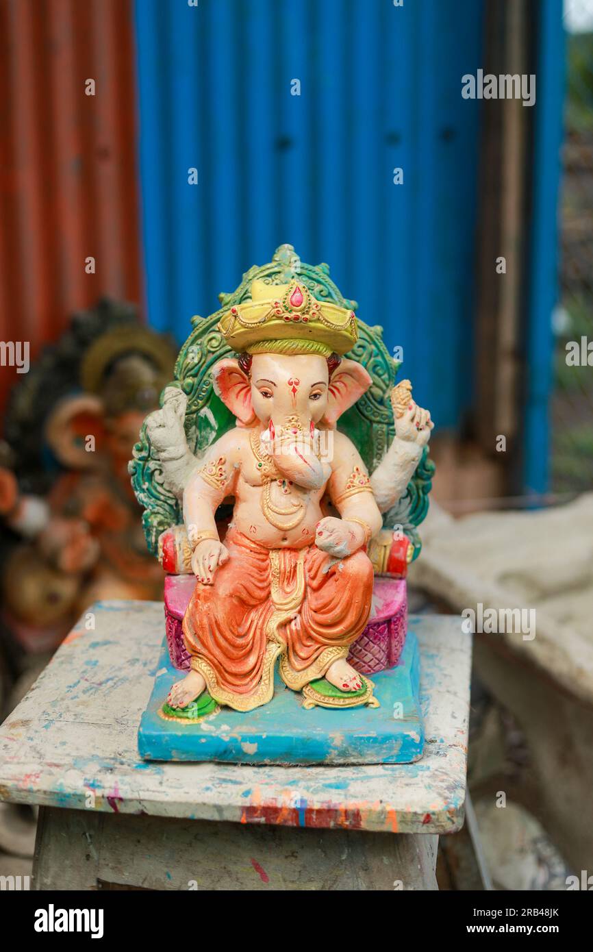 Statua indiana del Signore ganesha, idoli del Signore Ganesh per il prossimo festival Ganapati in India. Foto Stock