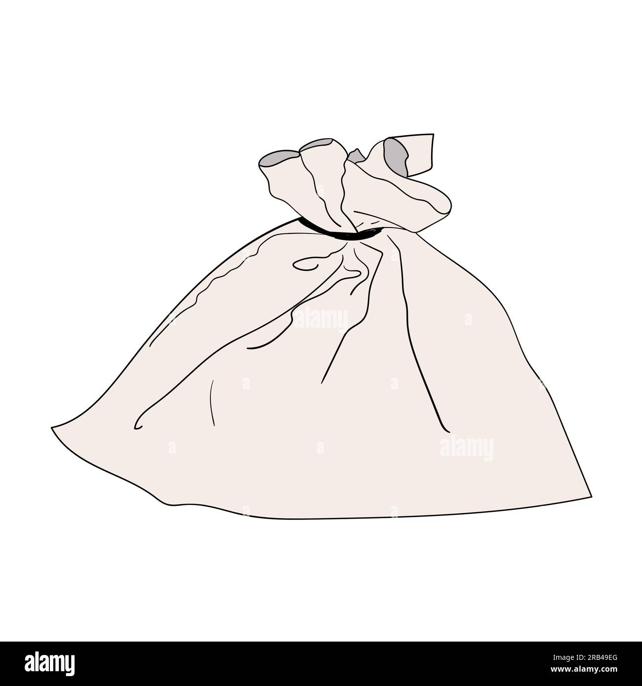 Illustrazione vettoriale di un sacco di tela. Disegno del sacchetto di lino. Illustrazione Vettoriale