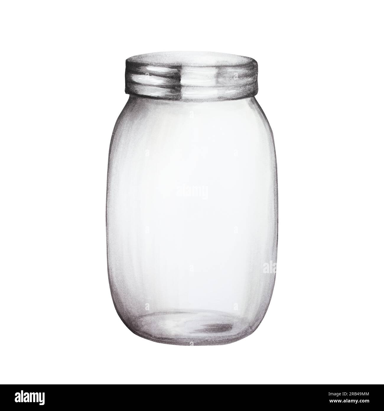 Vaso in vetro acquerello. Dipingere a mano un contenitore vuoto per le vacanze di halloween, isolato su sfondo bianco. Per designer, decorazioni, negozi, postc Foto Stock