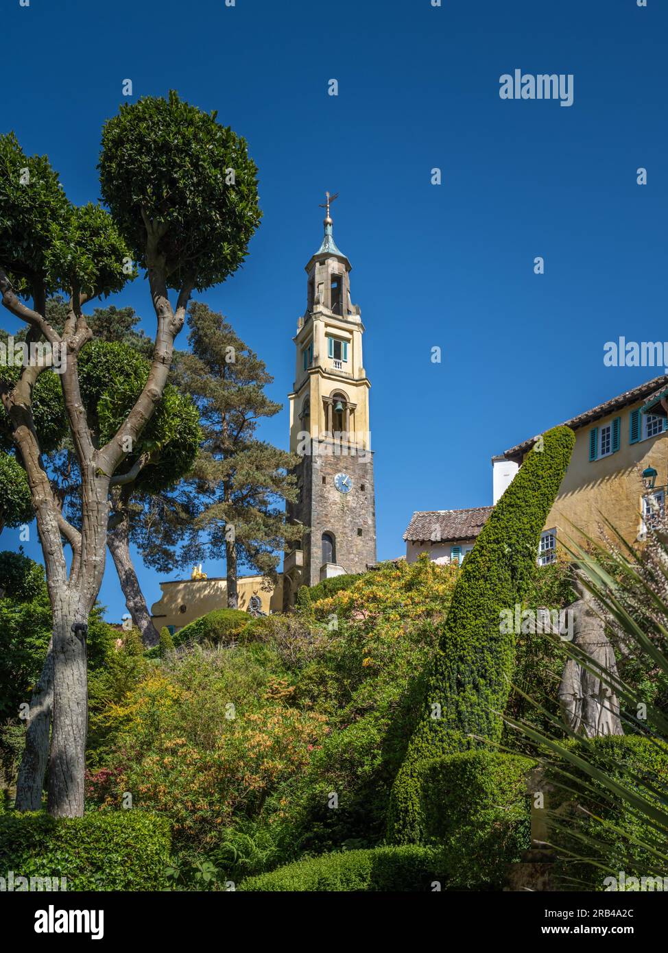 The Bell Tower, Portmeirion, North Wales, Regno Unito Foto Stock