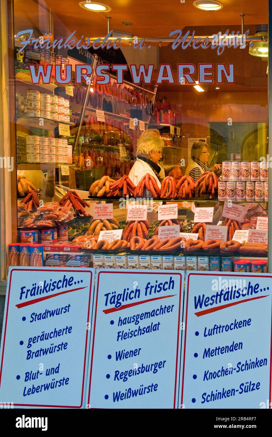 Negozio Wurstwaren. Monaco. Germania Foto Stock