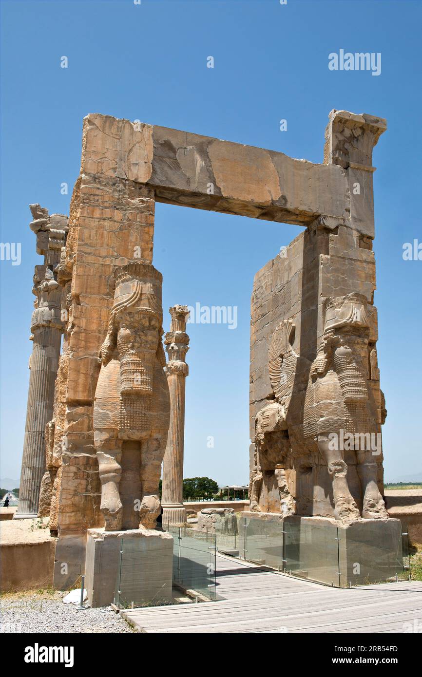 Cancello di tutte le nazioni. Sito archeologico di Persepolis. Iran Foto Stock