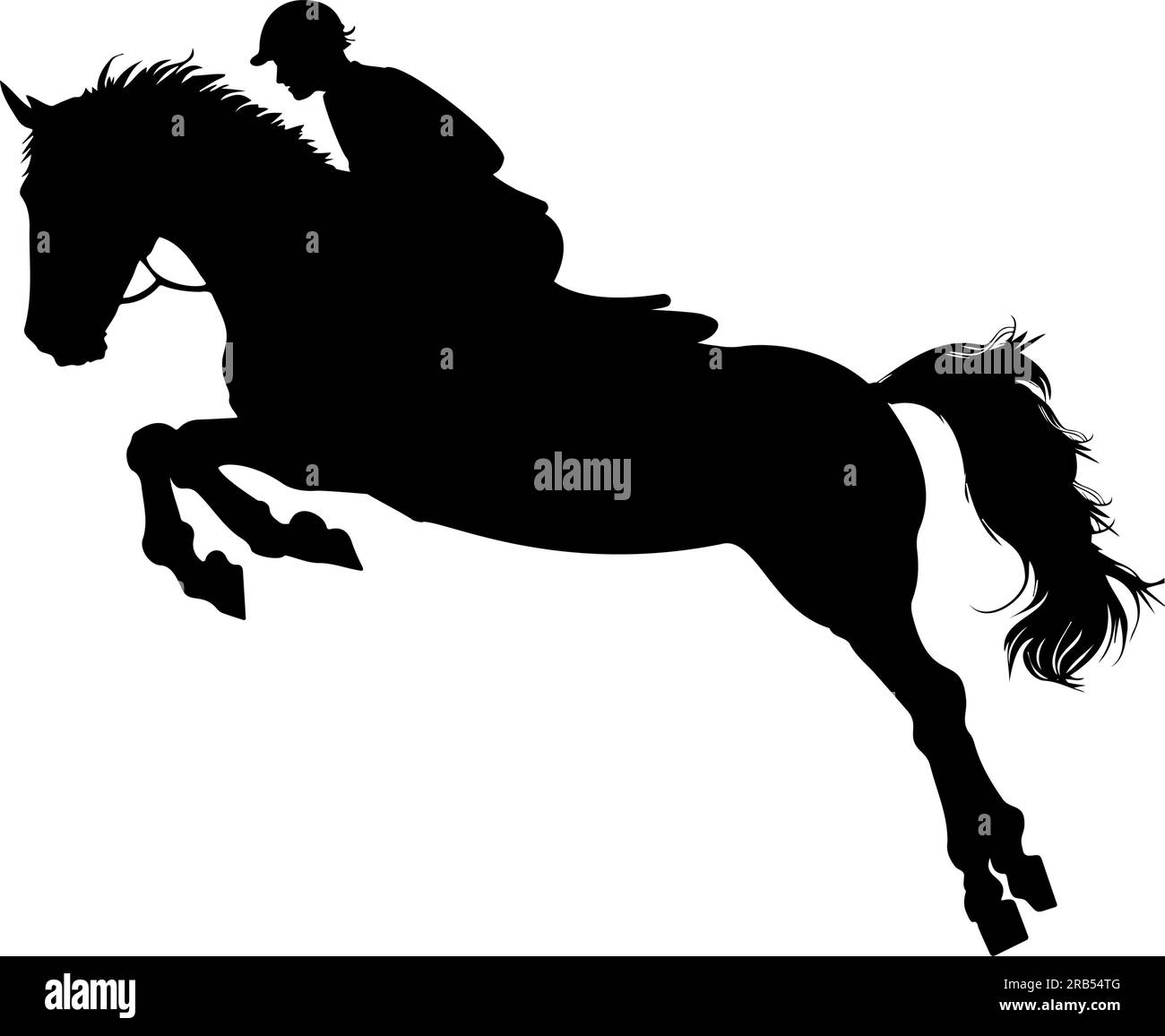 Cavallo equestre e ciclista che salta la silhouette. Illustrazione vettoriale Illustrazione Vettoriale