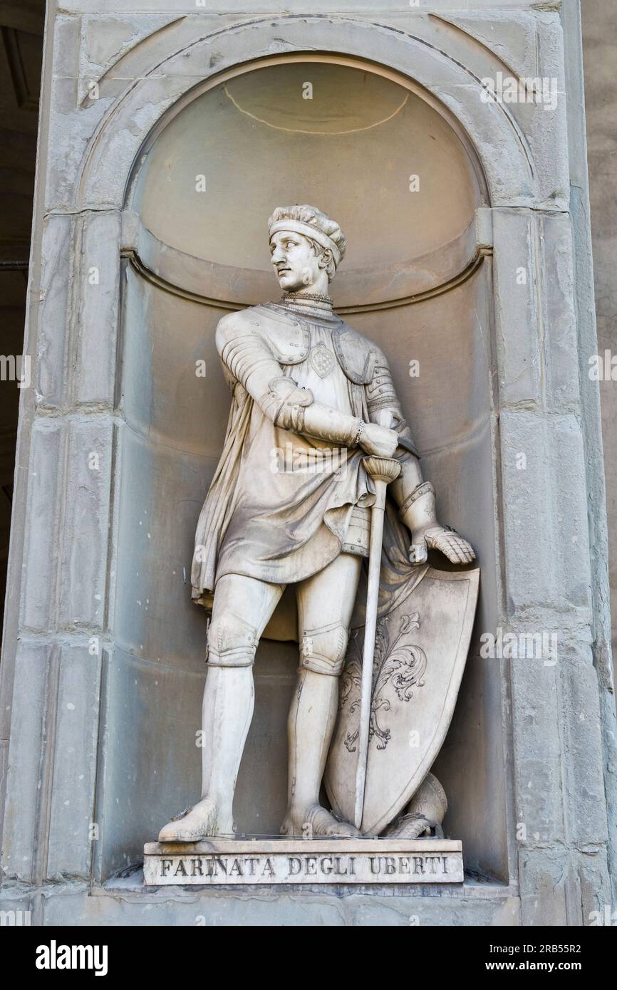 Statua della farinata degli uberti. galleria degli uffizi. Firenze. Italia Foto Stock