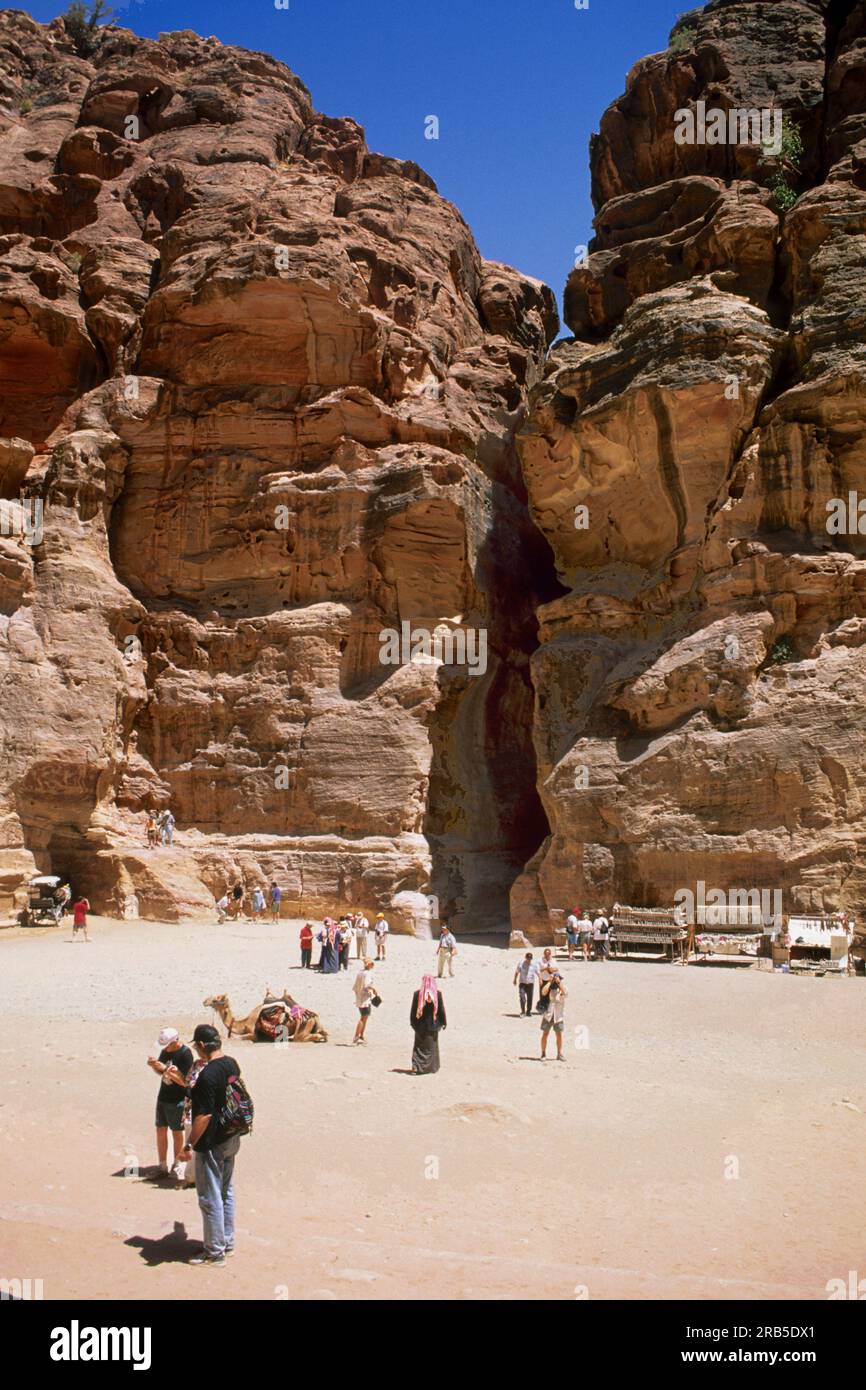 Il Siq Canyon. Petra. Jordan. Asia Foto Stock