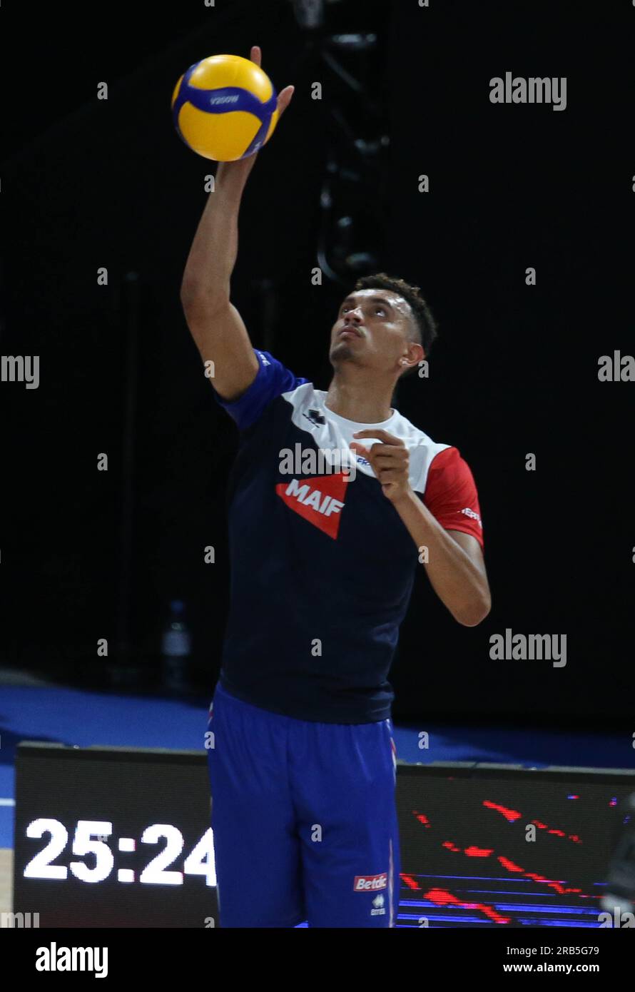 Barthélémy Chinenyeze di Francia durante la Volleyball Nations League 2023 tra Brasile e Francia il 25 giugno 2023 alla CO'MET Arena di Orleans, Francia - foto Laurent Lairys / DPPI Foto Stock