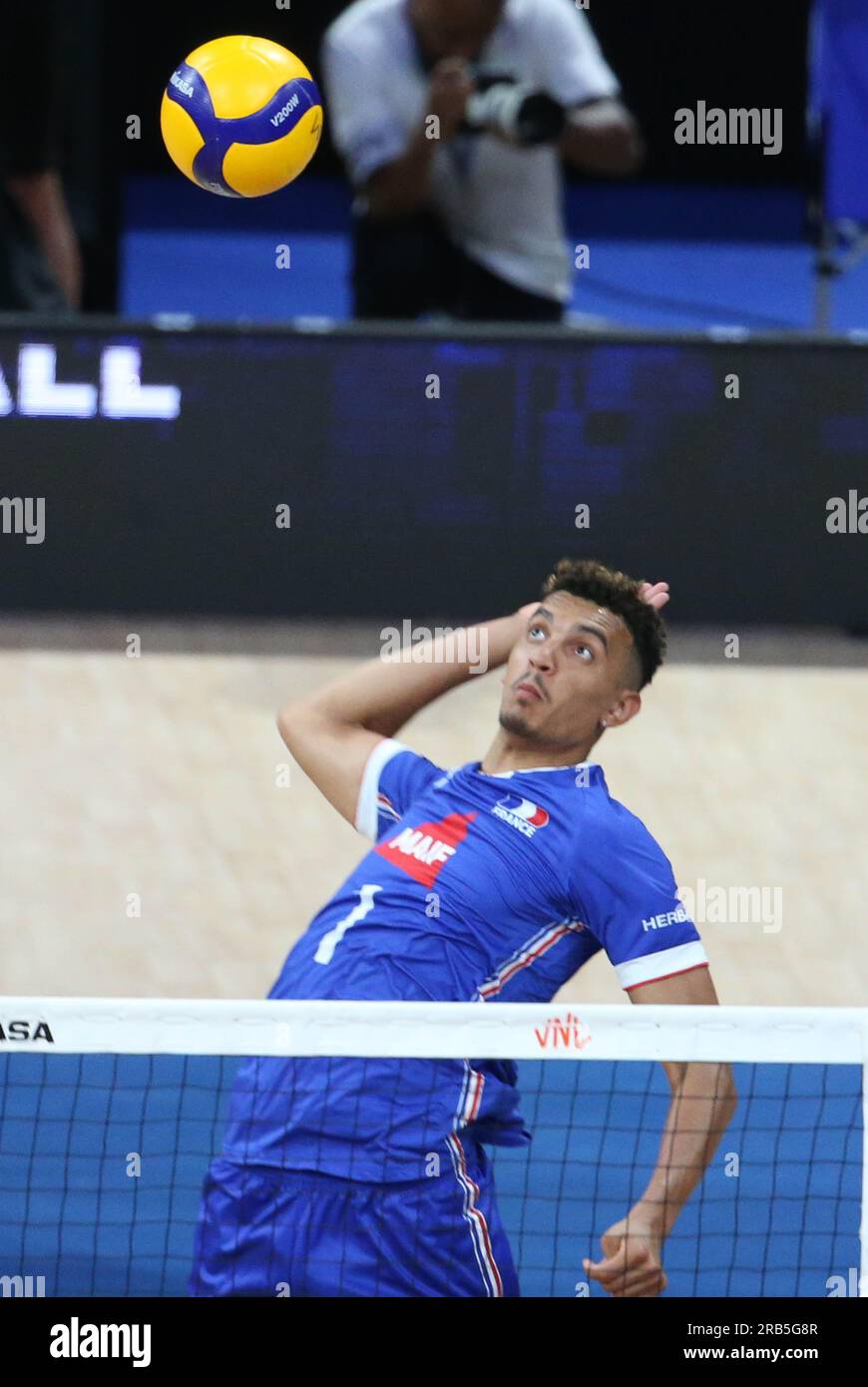 Barthélémy Chinenyeze di Francia durante la Volleyball Nations League 2023 tra Brasile e Francia il 25 giugno 2023 alla CO'MET Arena di Orleans, Francia - foto Laurent Lairys / DPPI Foto Stock