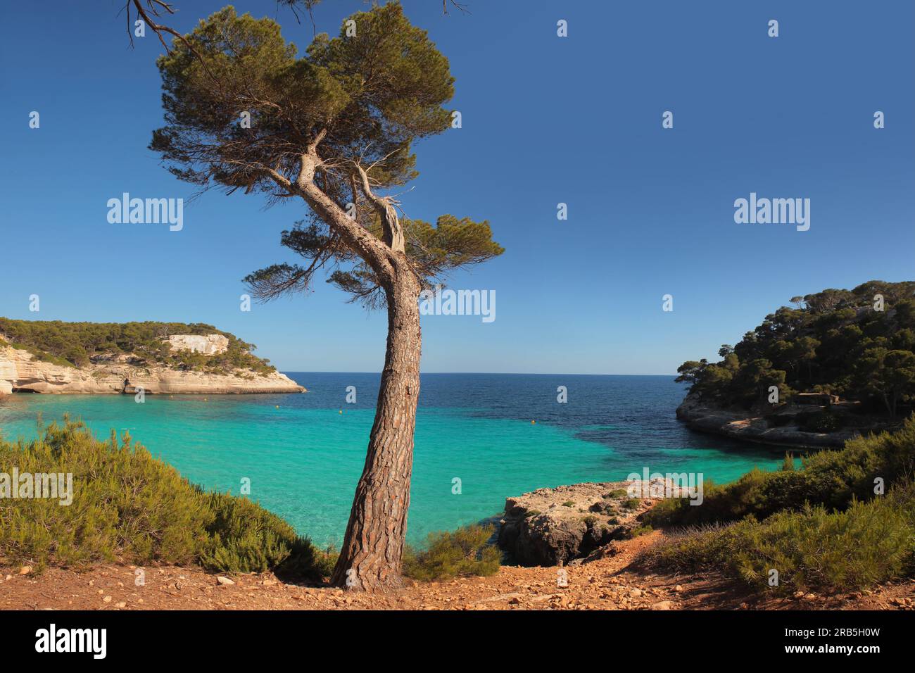 Spiaggia di Mitjana, Minorca, Isole Baleari, Spagna Foto Stock