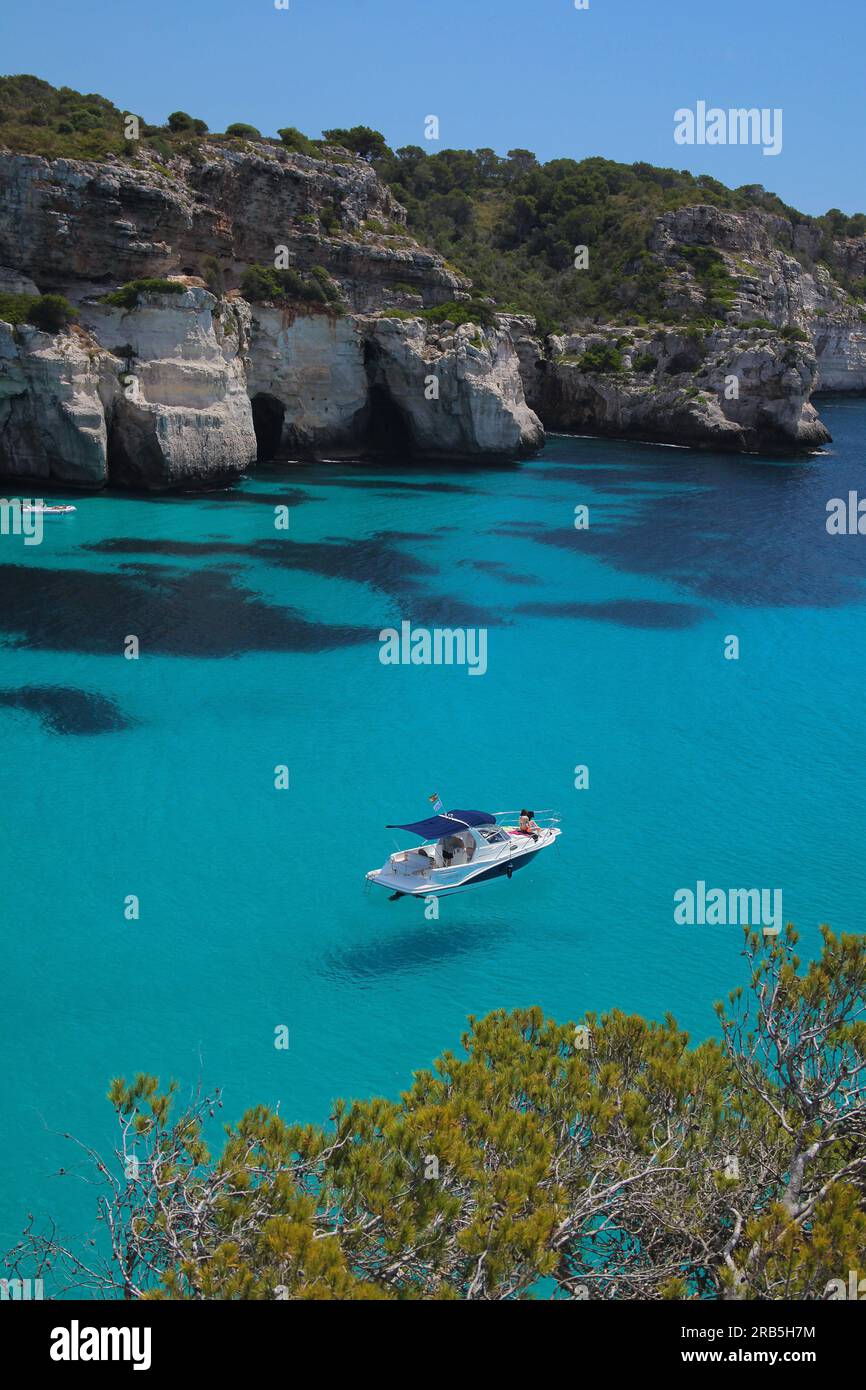 Spiaggia di Mitjanera, Minorca, Isole Baleari, Spagna Foto Stock