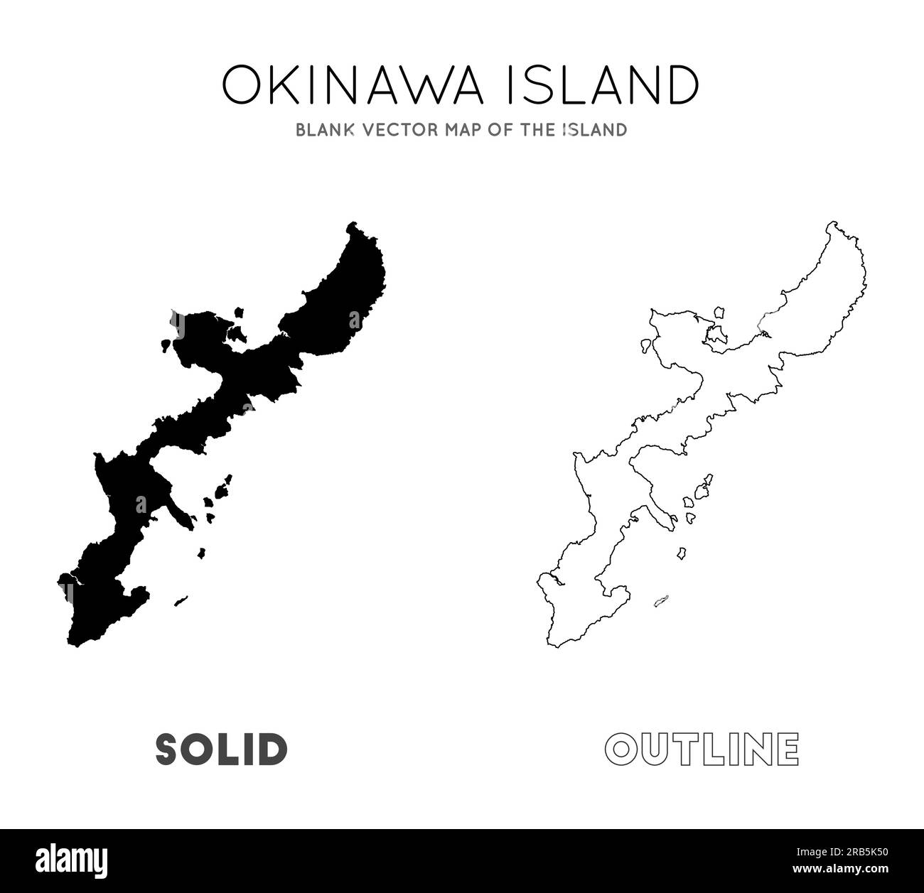 Mappa dell'isola di Okinawa. Confini dell'isola di Okinawa per la tua infografica. Illustrazione vettoriale. Illustrazione Vettoriale