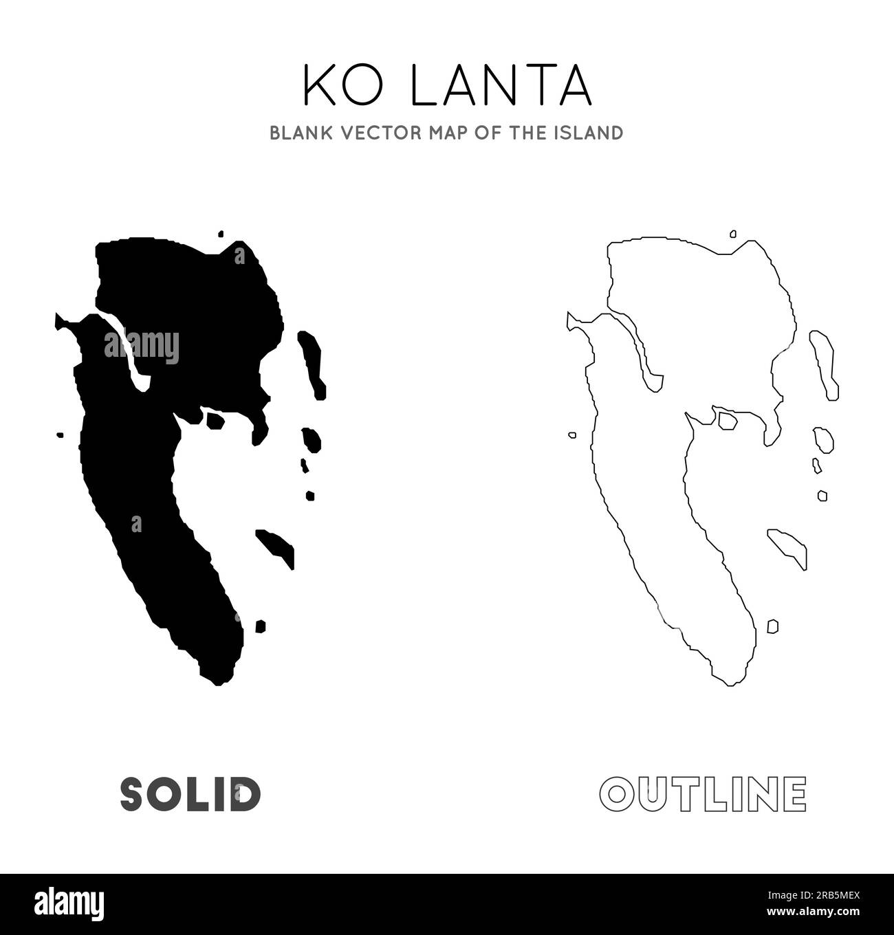 Mappa di Ko Lanta. Mappa vettoriale vuota dell'isola. Confini di Ko Lanta per la tua infografica. Illustrazione vettoriale. Illustrazione Vettoriale