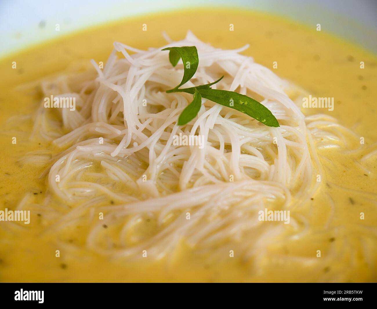 Zuppa tailandese con noodle di riso Foto Stock