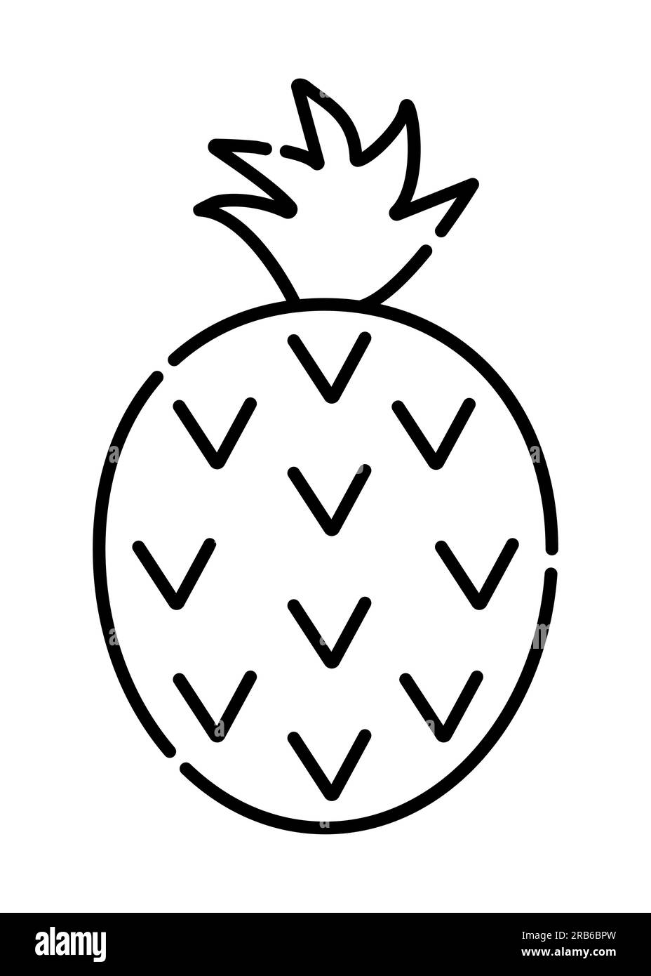 Icona della linea vettoriale bianca e nera dell'ananas Illustrazione Vettoriale