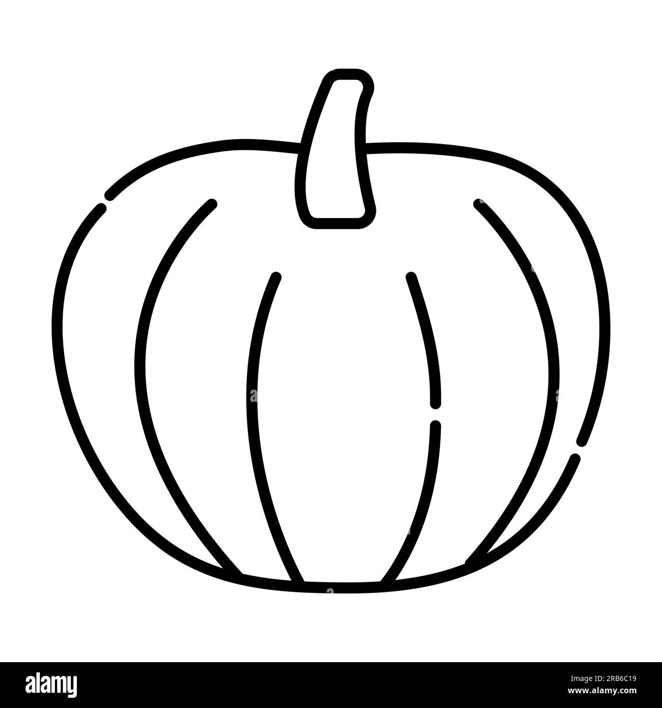 Icona della linea vettoriale bianca e nera della zucca Illustrazione Vettoriale
