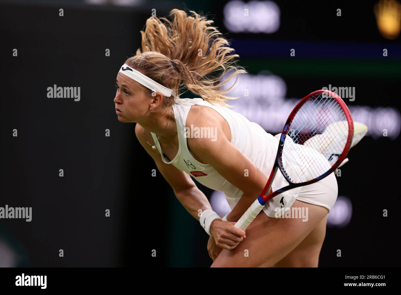 Londra, Regno Unito . 7 luglio 2023. 7 luglio 2023; All England Lawn Tennis and Croquet Club, Londra, Inghilterra: Torneo di tennis di Wimbledon; Marie Bouzkova durante la sua partita con Caroline Garcia credito: Action Plus Sports Images/Alamy Live News Foto Stock