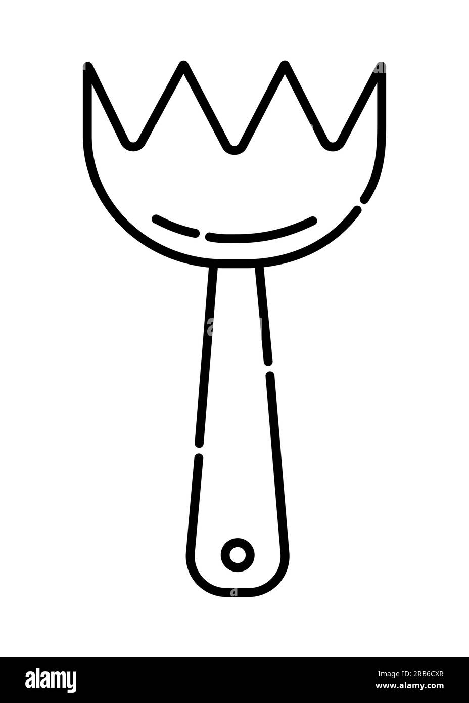 Illustrazione della linea vettoriale in bianco e nero della forchetta carina Illustrazione Vettoriale