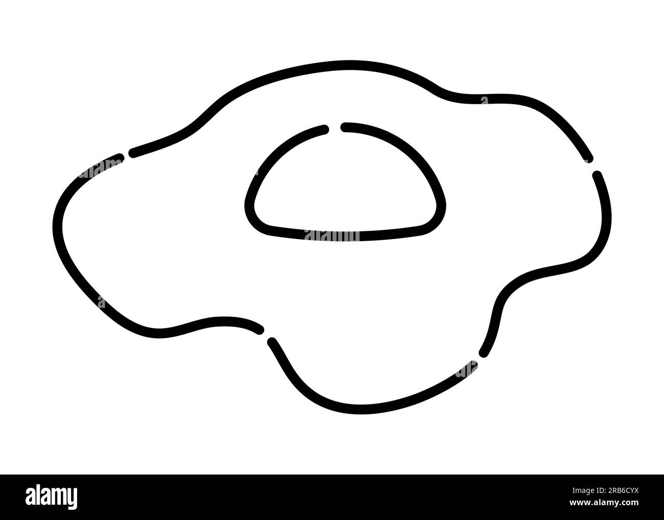 Icona con linea vettoriale bianca e nera con uovo strapazzato Illustrazione Vettoriale