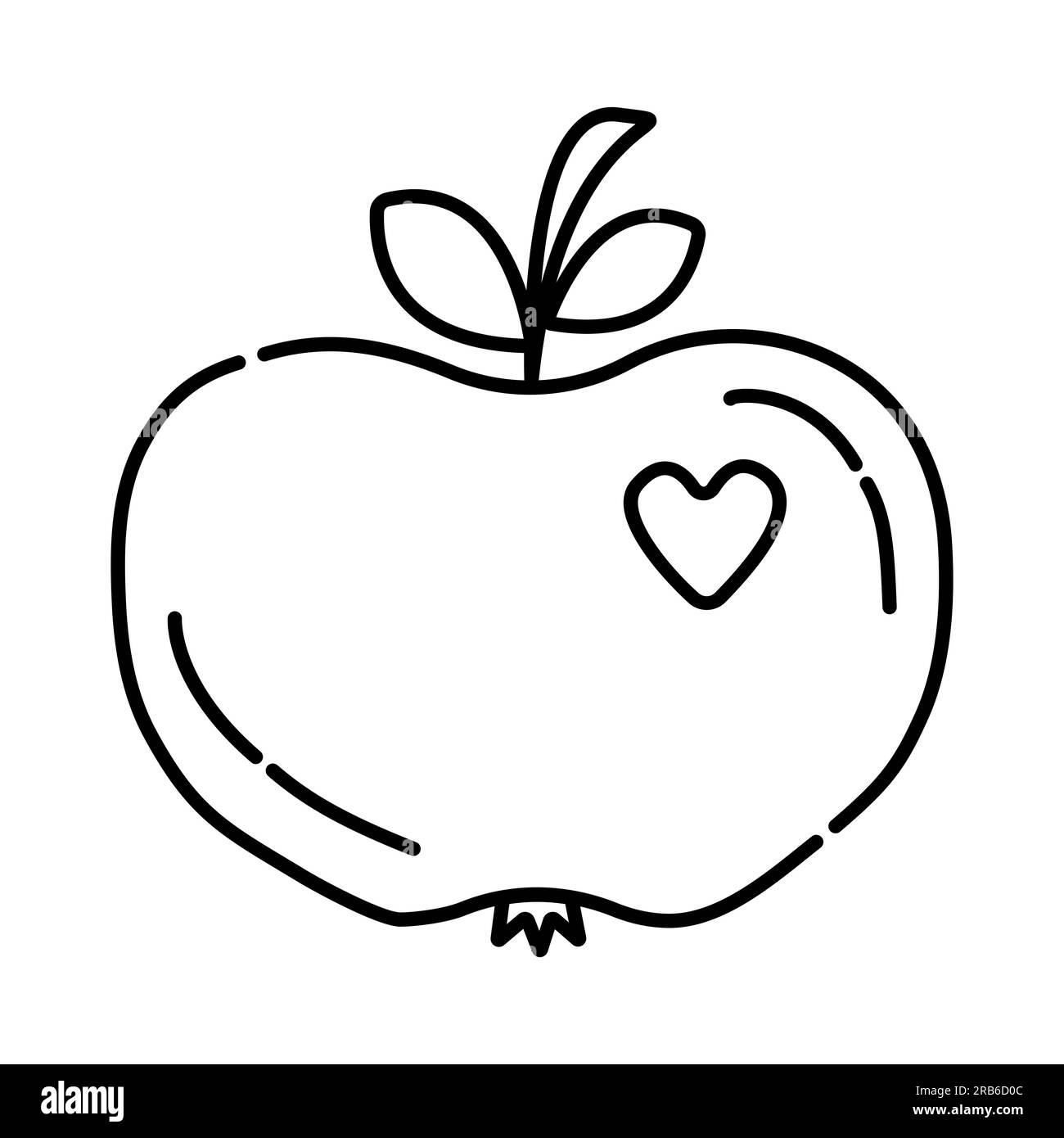 Icona della linea vettoriale Apple in bianco e nero Illustrazione Vettoriale