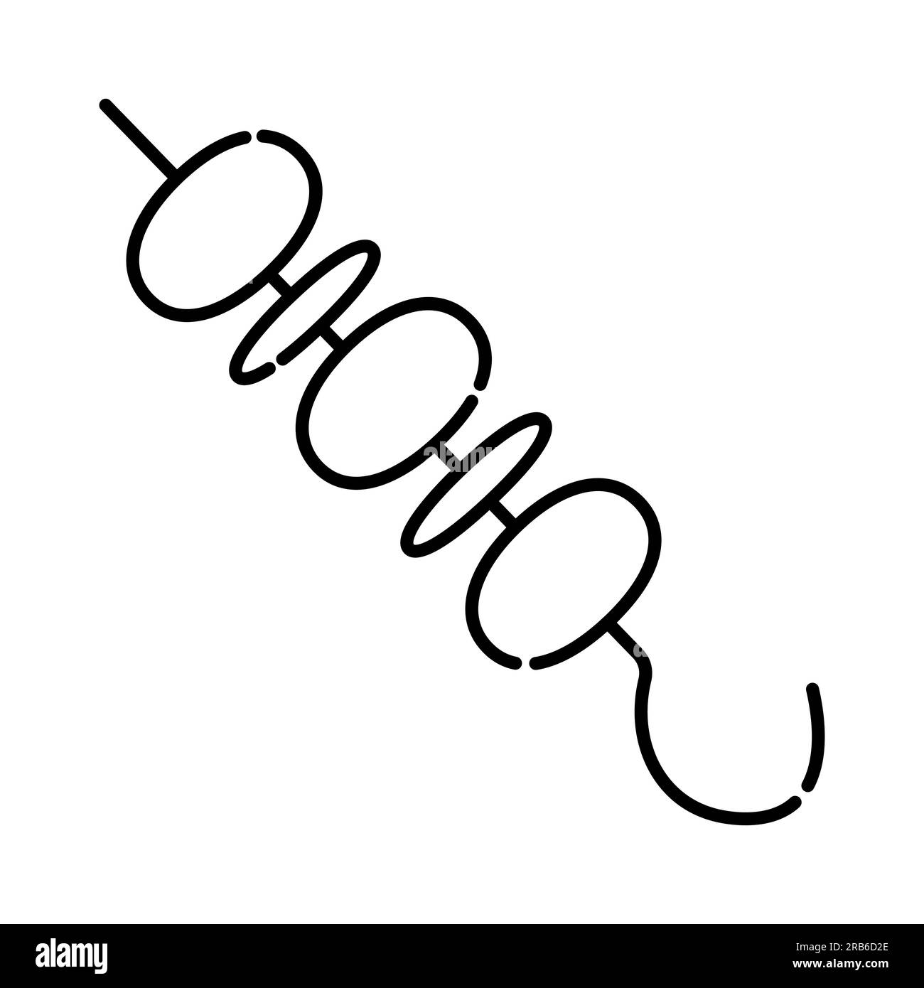 Icona della linea vettoriale in bianco e nero kebab Illustrazione Vettoriale