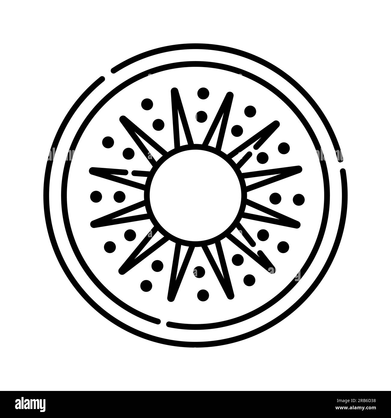 Icona linea vettoriale in bianco e nero Kiwi Illustrazione Vettoriale