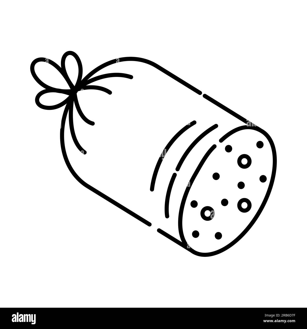 Icona della linea vettoriale bianca e nera della salsiccia Illustrazione Vettoriale