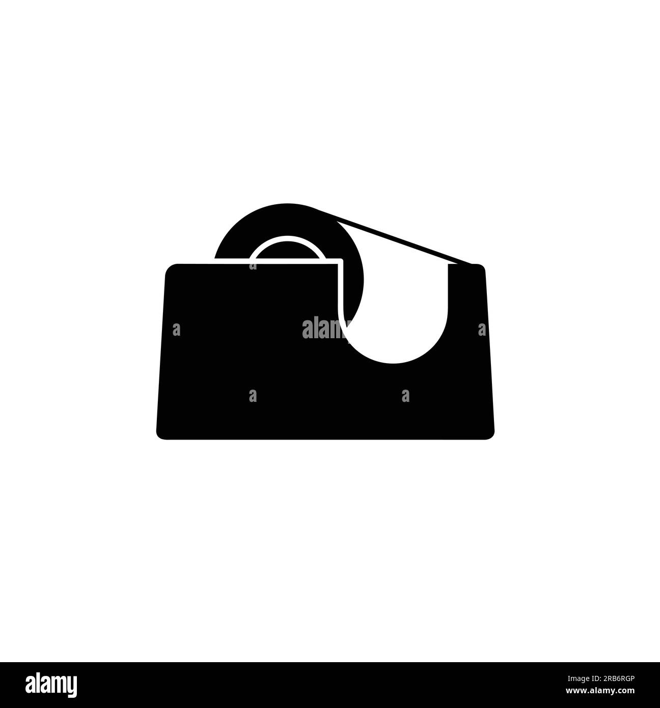 Dispenser di nastro con silhouette piatta Vector su sfondo bianco. Icone forniture per ufficio. Simboli di cancelleria. Concetto di elemento per ufficio. Illustrazione Vettoriale
