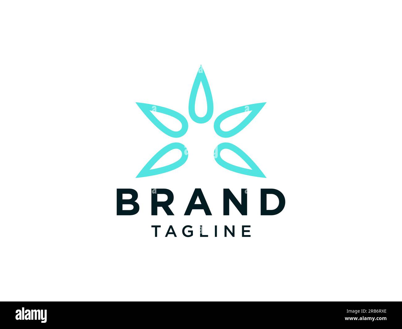 Logo medico. Cannabis marijuana blu isolato su sfondo bianco. Elemento modello disegno logo Flat Vector Illustrazione Vettoriale