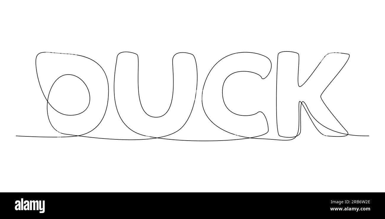 Una linea continua di parole Duck. Concetto vettoriale illustrazione a linee sottili. Idee creative per disegnare contorni. Illustrazione Vettoriale