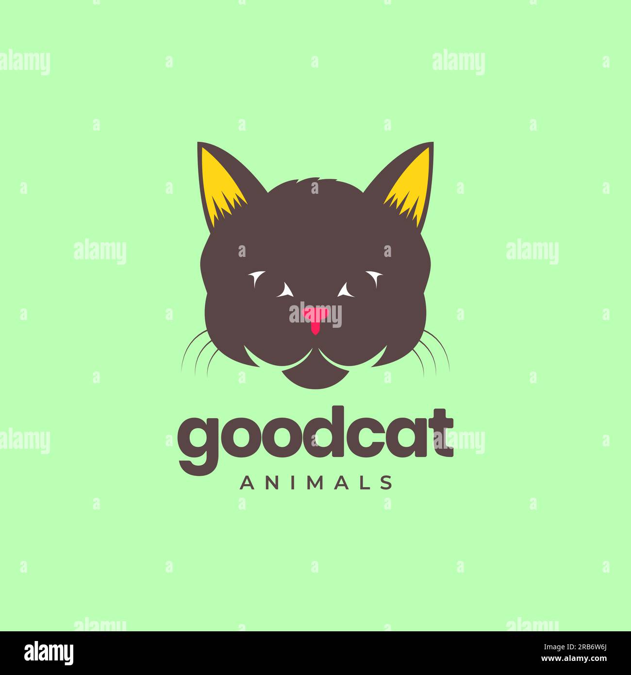 animali domestici testa gattino nero mascotte cartone animato sorriso logo vettore di design Illustrazione Vettoriale