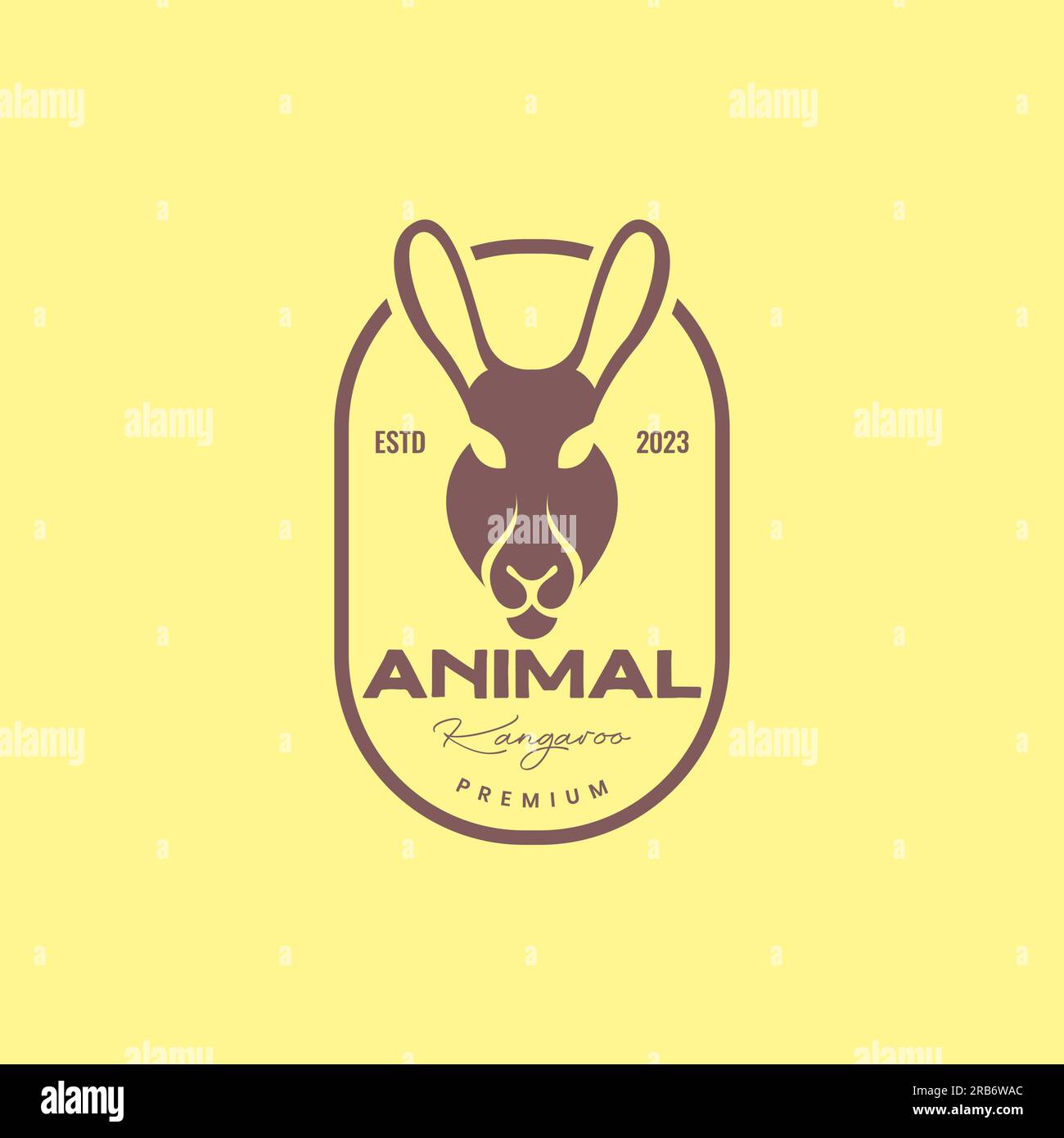 testa animale, logo vintage con logo di canguro australiano etnico Illustrazione Vettoriale